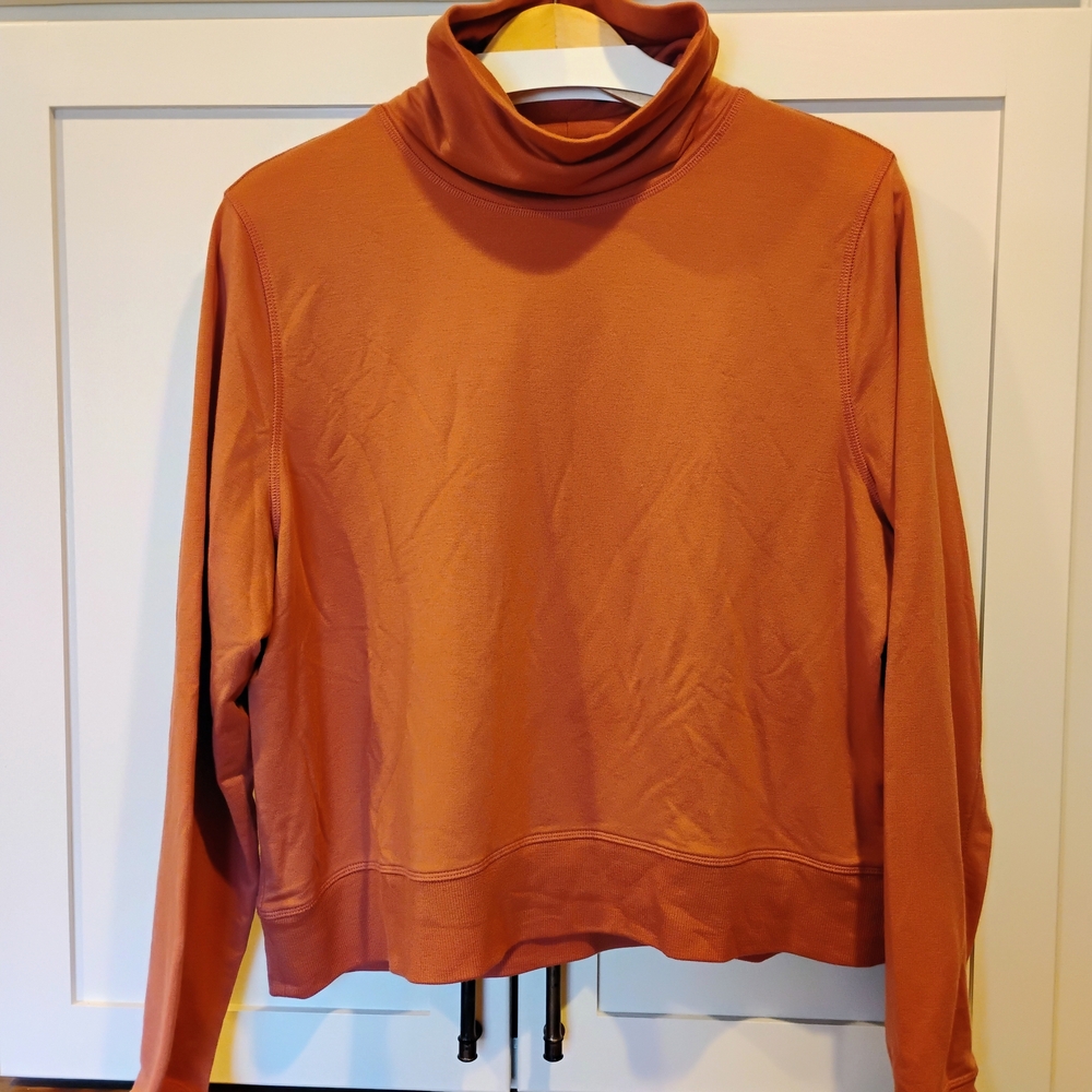 Athleta Women's Funnelneck Sweatshirt in Rust Orange